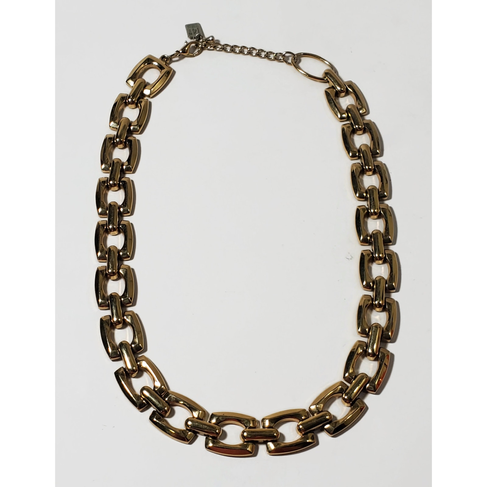 14th Union Gold Tone Heavy Link Statement Necklace 21 18$
